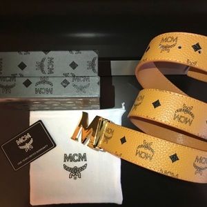Tan Mcm unisex belt